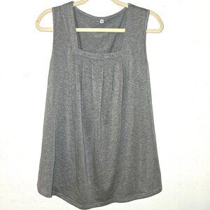 Saloogoe Grey Gray Loose Fit Pleated Square Neck Sleeveless Tank Top Size XL